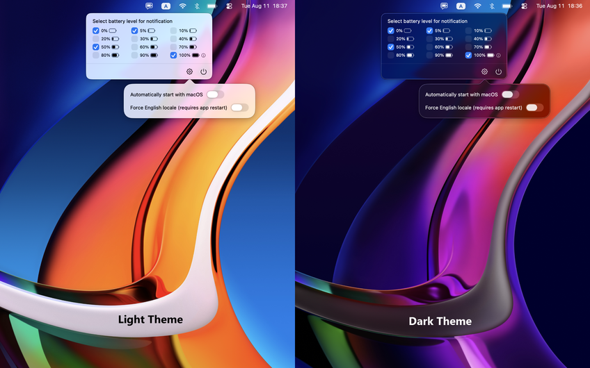 Battery Level Notification On Mac - Settings