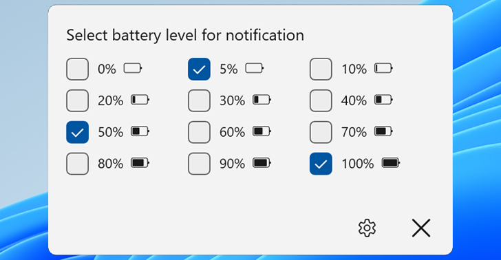 Battery Level Notification Widget Customization