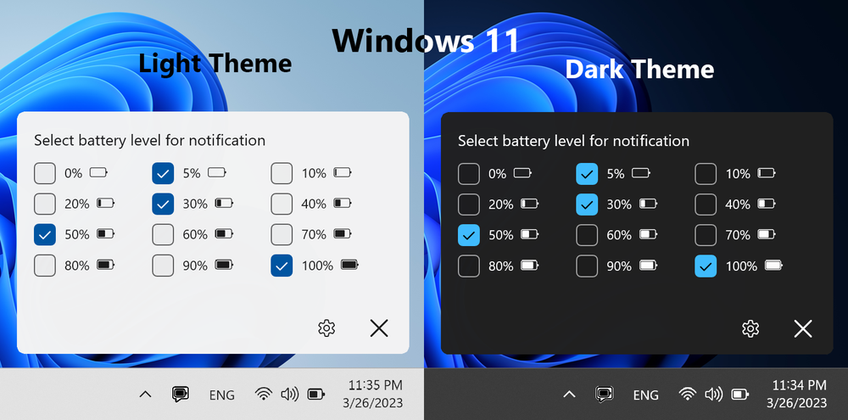 Battery Level Notification On Windows 11 - Main screen