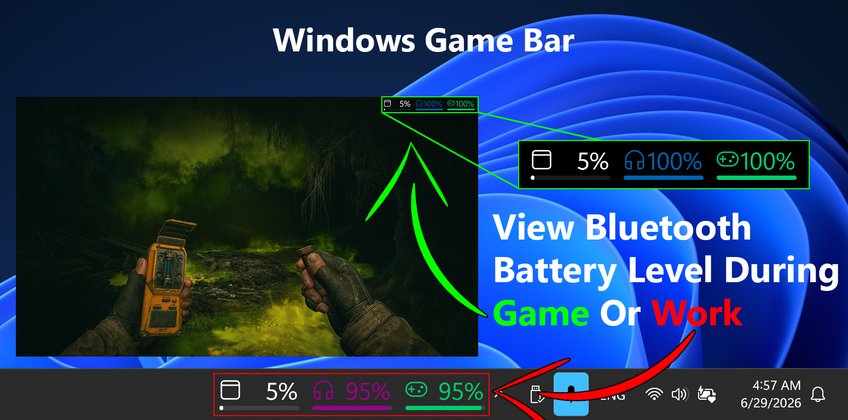 Bluetooth Battery Level Pro On Game Bar - Widgets