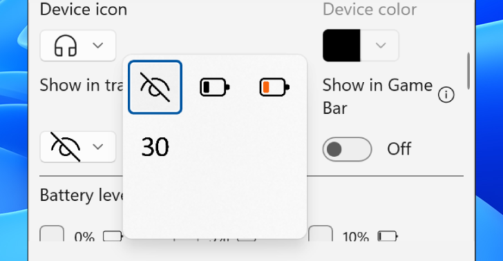 Bluetooth Battery Level Pro Tray Widget Types