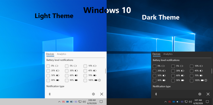 Bluetooth Battery Level Pro On Windows 10 - Device notification settings