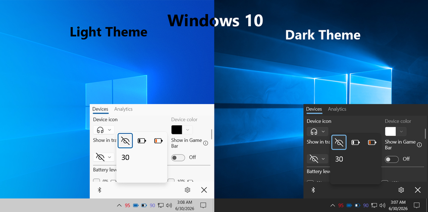 Bluetooth Battery Level Pro On Windows 10 - Tray icon customization