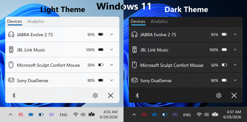 Bluetooth Battery Level Pro On Windows 11 - Main screen