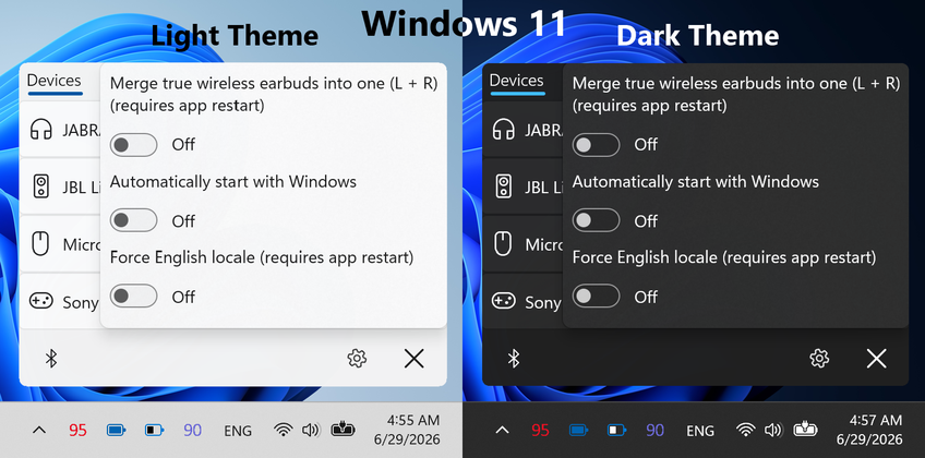 Bluetooth Battery Level Pro On Windows 11 - Settings