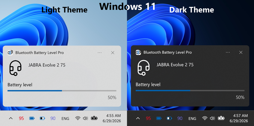 Bluetooth Battery Level Pro On Windows 11 - Notification