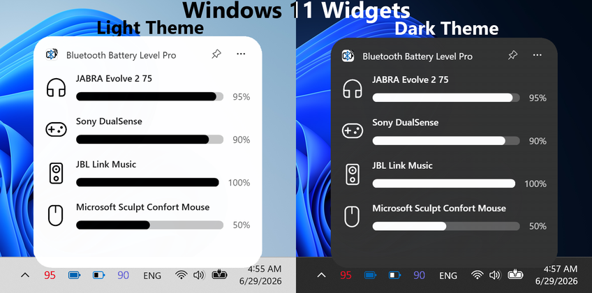 Bluetooth Battery Level Pro On Windows 11 - Widget