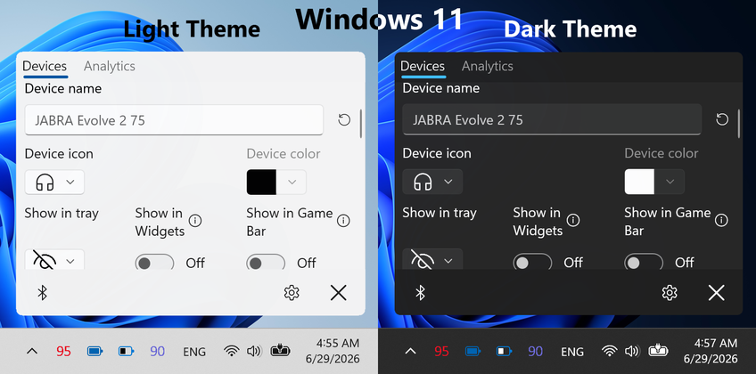 Bluetooth Battery Level Pro On Windows 11 - Device settings