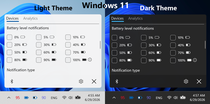 Bluetooth Battery Level Pro On Windows 11 - Device notification settings