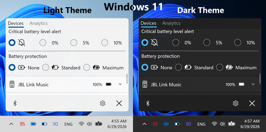 Bluetooth Battery Level Pro On Windows 11 - Battery level alerts & battery protection settings