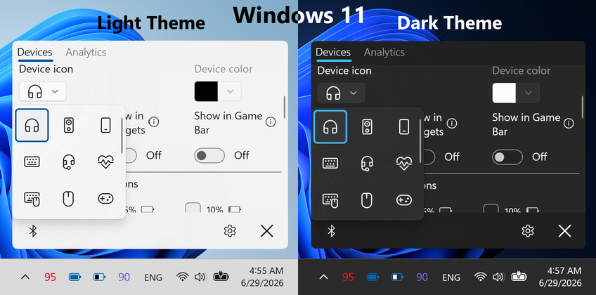 Bluetooth Battery Level Pro On Windows 11 - Device icon customization