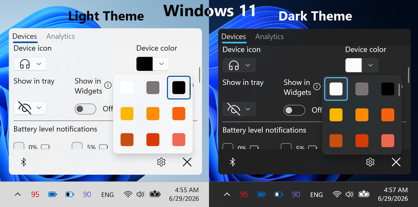 Bluetooth Battery Level Pro On Windows 11 - Device color customization