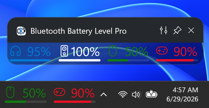 Bluetooth Battery Level Pro Game Bar Widget