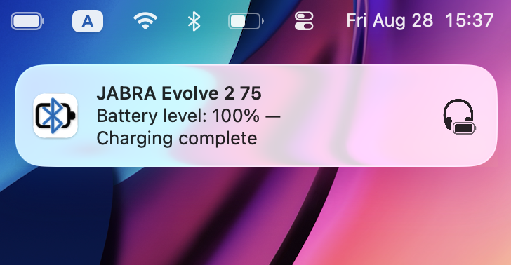 Bluetooth Battery Level Full Charge Notification