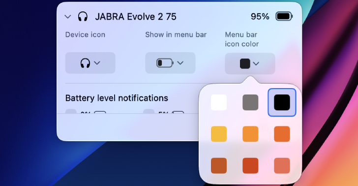 Bluetooth Battery Level Menu Bar Icon Colors