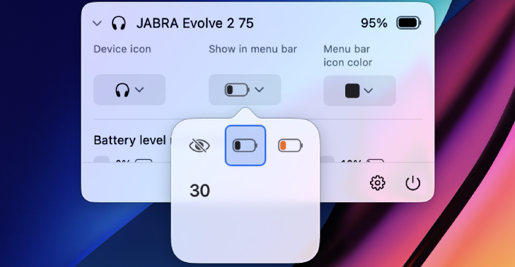 Bluetooth Battery Level Menu Bar Icon Types