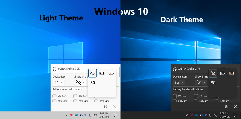 Bluetooth Battery Level On Windows 10 - Tray icon type customization