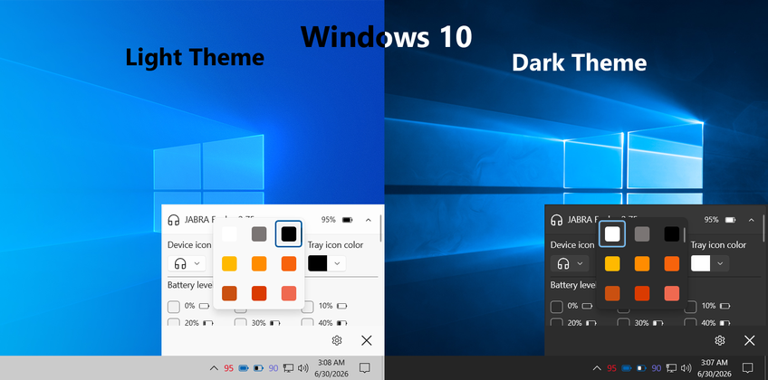 Bluetooth Battery Level On Windows 10 - Tray icon color customization