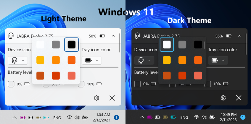 Bluetooth Battery Level On Windows 11 - Tray icon customization