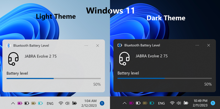 Bluetooth Battery Level On Windows 11 - Notification