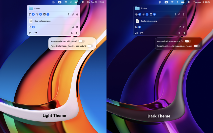 Direct Share On Mac - Settings screen