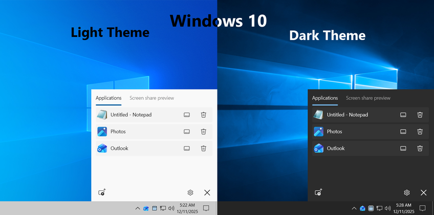 Hide During Screen Sharing On Windows 10 - Main screen
