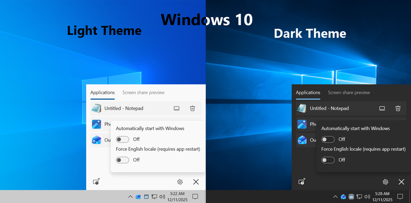 Hide During Screen Sharing On Windows 10 - Settings