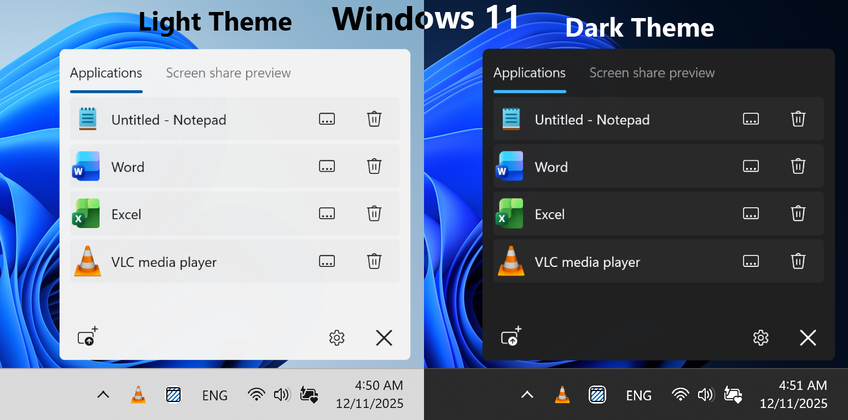 Hide During Screen Sharing On Windows 11 - Main screen