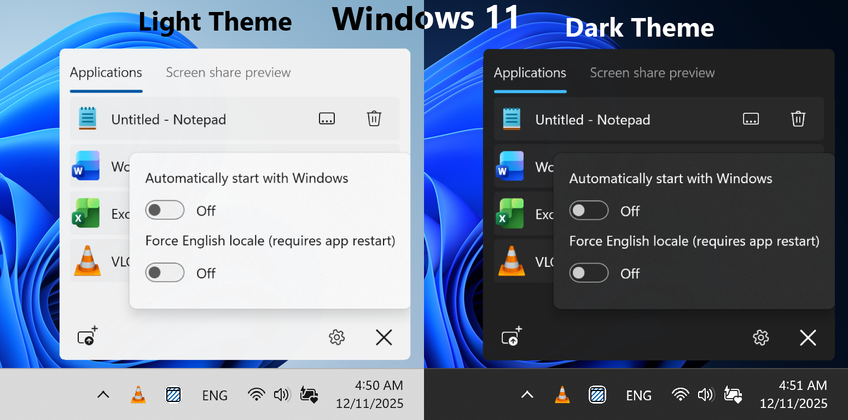 Hide During Screen Sharing On Windows 11 - Settings