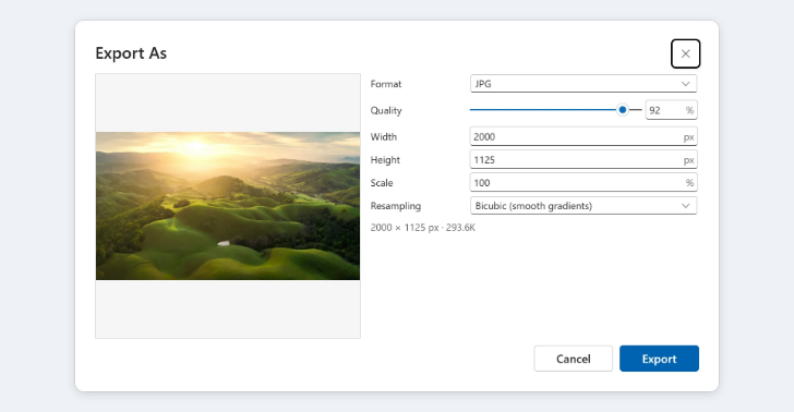 Lamella Studio Export As dialog