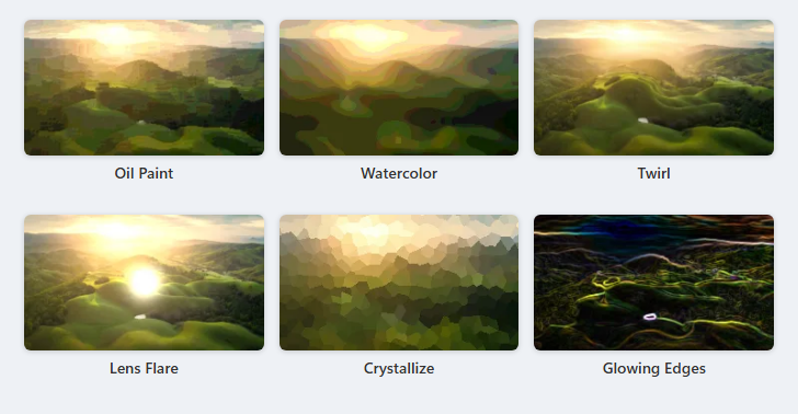 Lamella Studio filters: Oil Paint, Watercolor, Twirl, Lens Flare, Crystallize and Glowing Edges