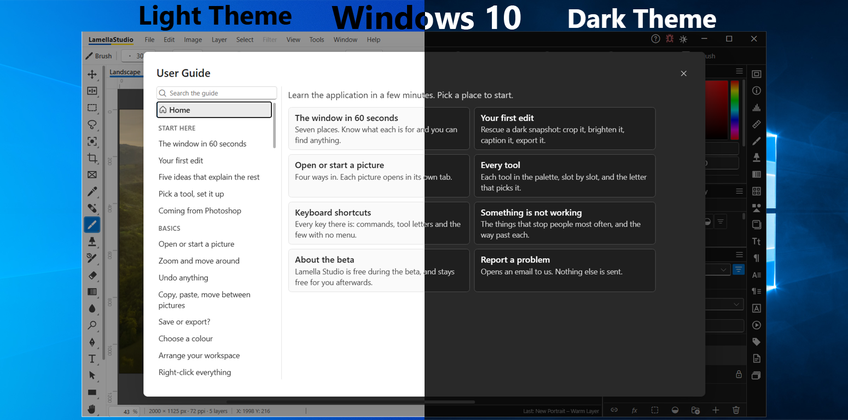 Lamella Studio On Windows 10 - Built-in user guide