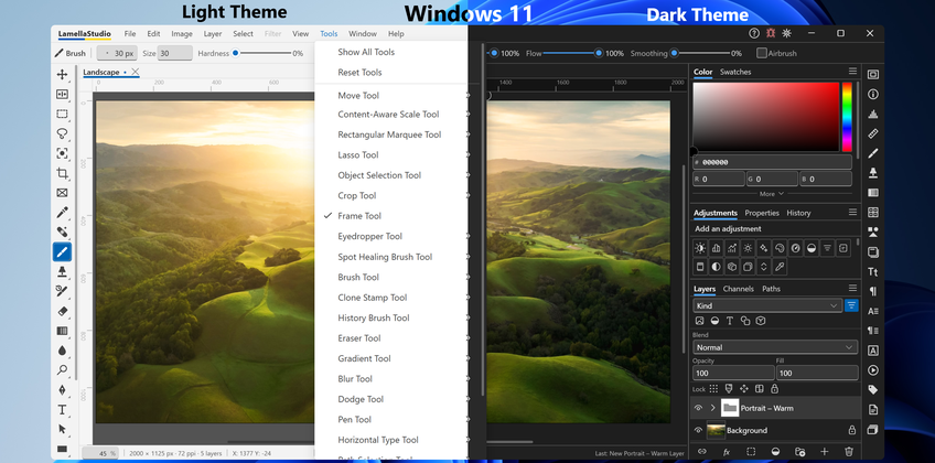 Lamella Studio On Windows 11 - Filter menu: over 120 filters