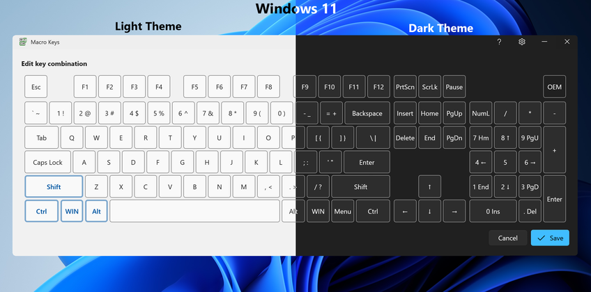 Macro Keys On Windows 11 - Key combination screen