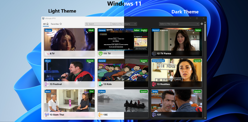 Ultimate IPTV On Windows 11 - Main screen