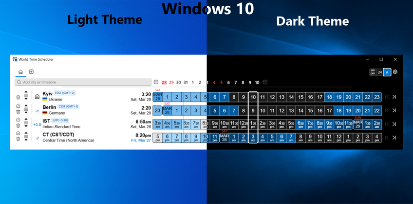 World Time Scheduler On Windows 10 - Main screen