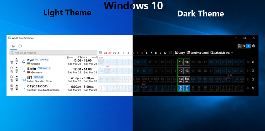 World Time Scheduler On Windows 10 - Selection screen