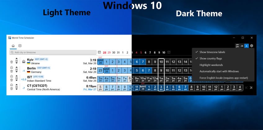 World Time Scheduler On Windows 10 - Settings